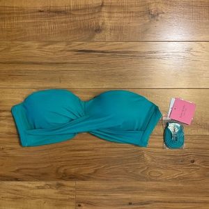 NWT Kate Spade Teal Green Strapless Bikini Top Size Large